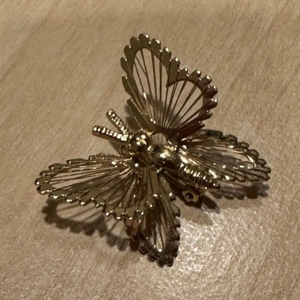Vintage Gold Tone Butterfly Brooch Pin